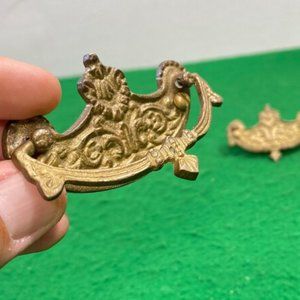 Three Vintage Dresser Knobs Pulls Drawer Solid Brass Knobs Pulls Handles Antique